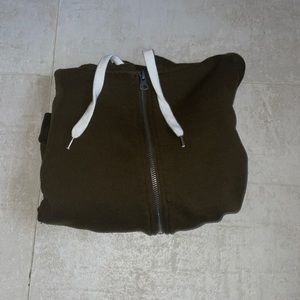 cute brown cropped zip up, size S
